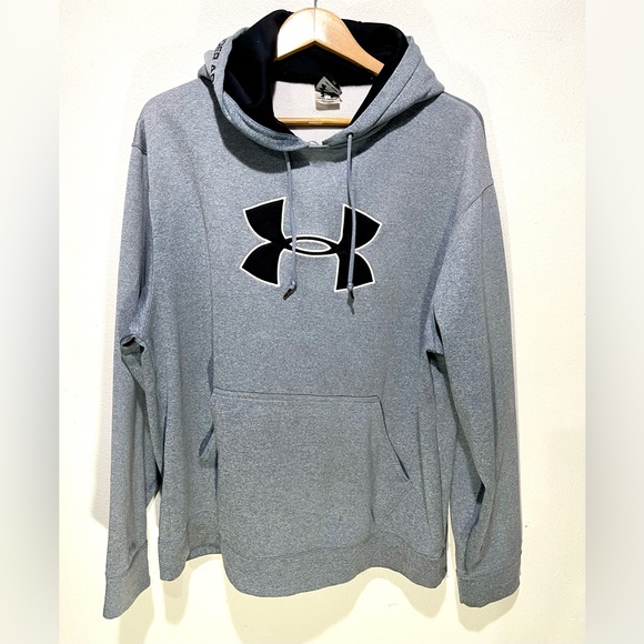 Under armor Men’s Hoodie sweatshirt Gray logo Athleisure Size L - Picture 1 of 7